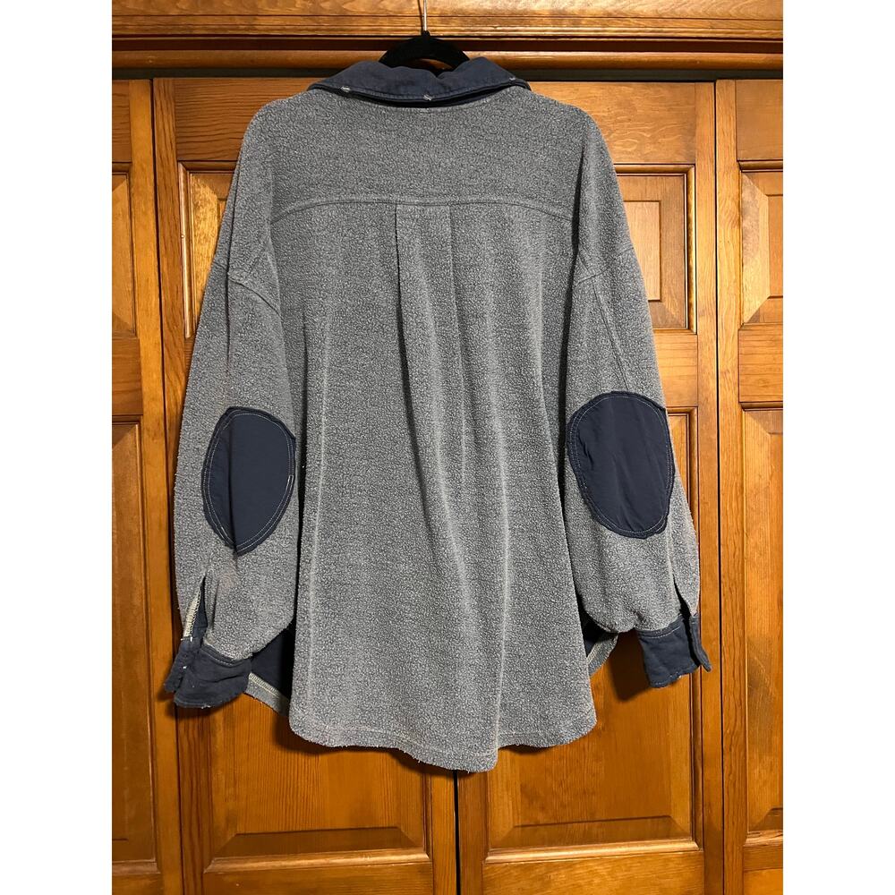 Free People Women's Ruby Fleece Distressed Shirt Jacket Shacket Oceana Blue SZ M - Picture 10 of 13